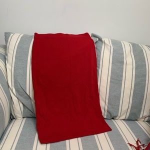 knee length red skirt